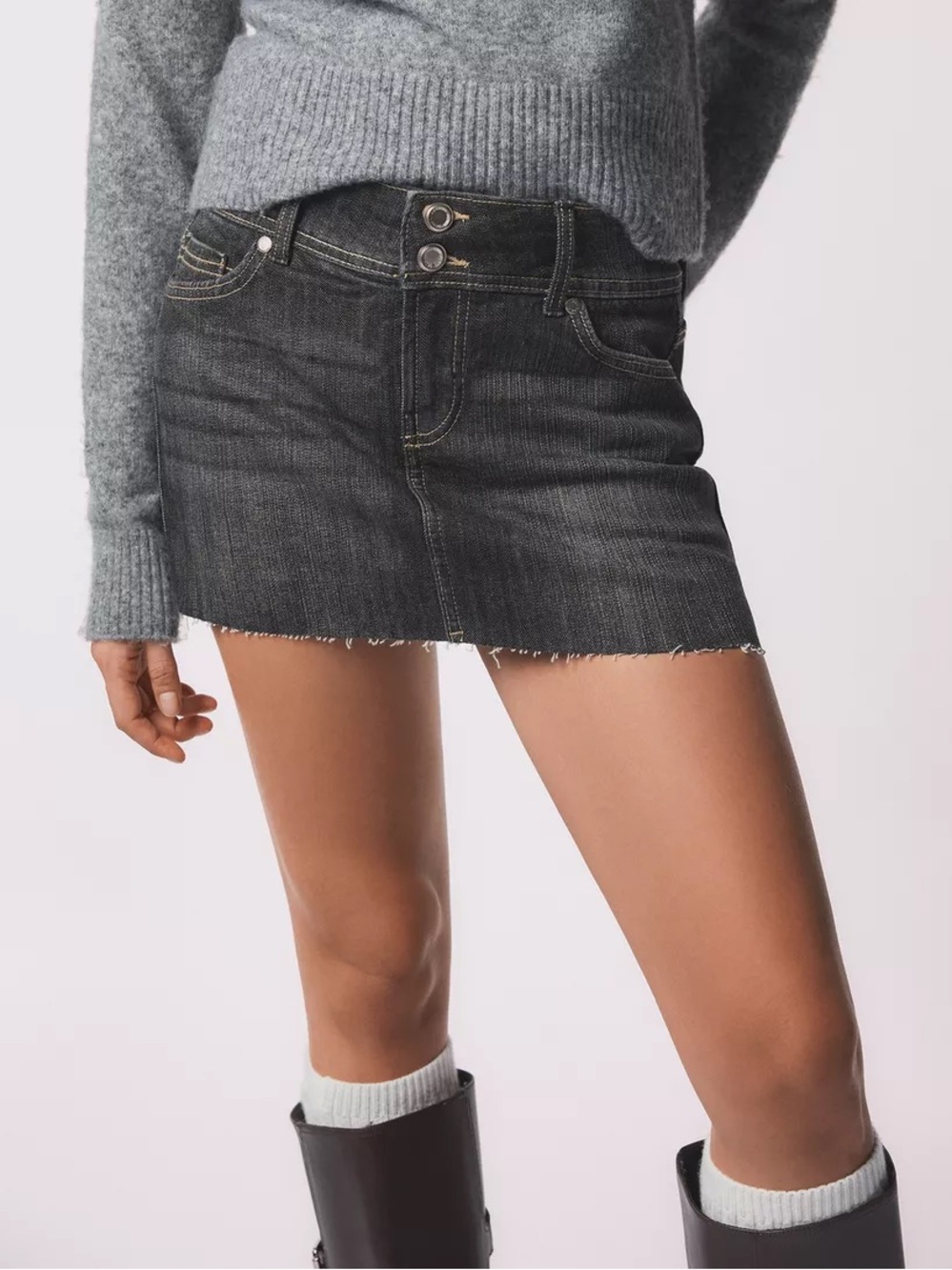Bershka black denim skirt